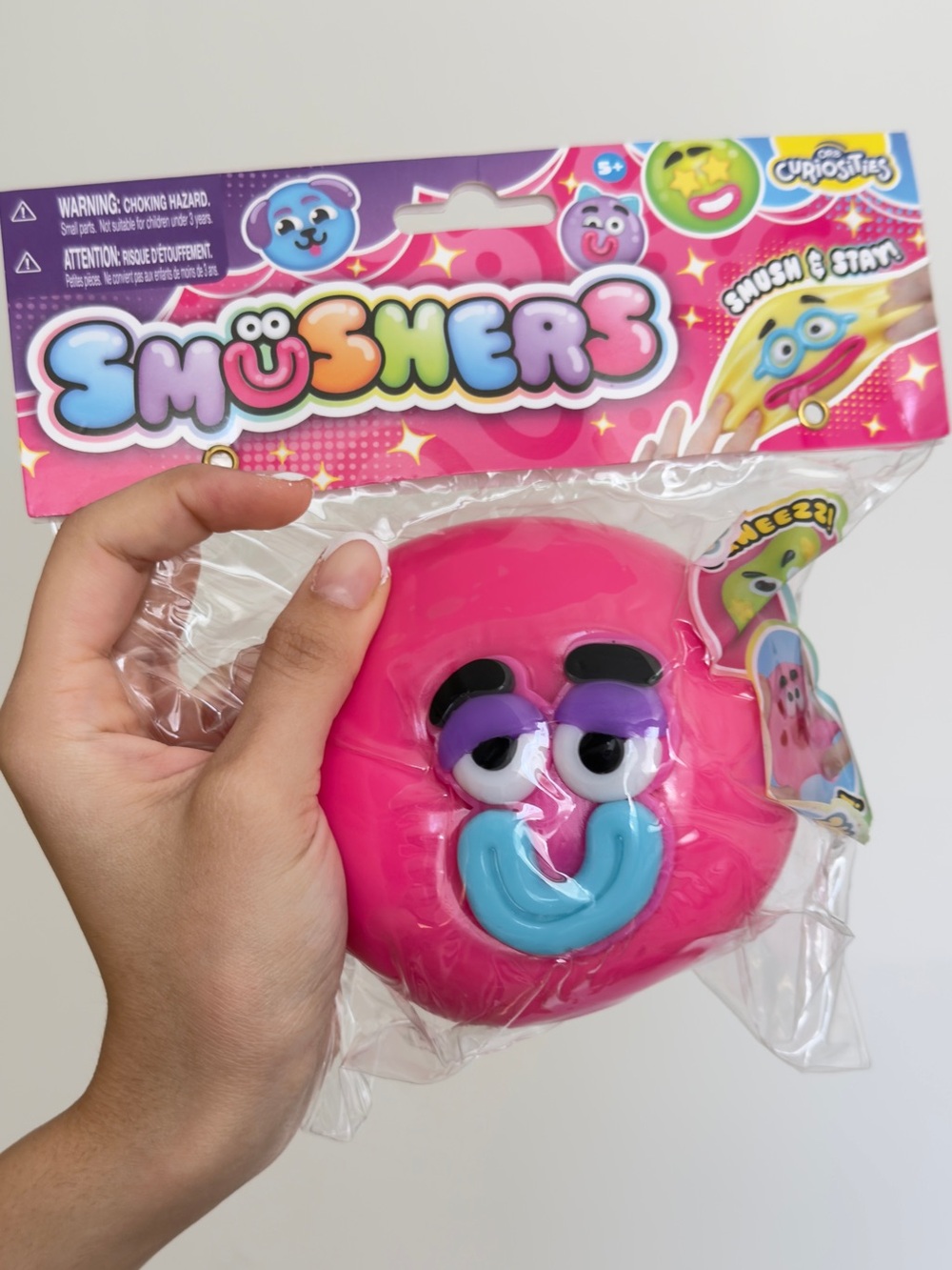 OBR Curiosities authenticSmushers Hot Pink Squishy Face Plush Toy by Smushers
